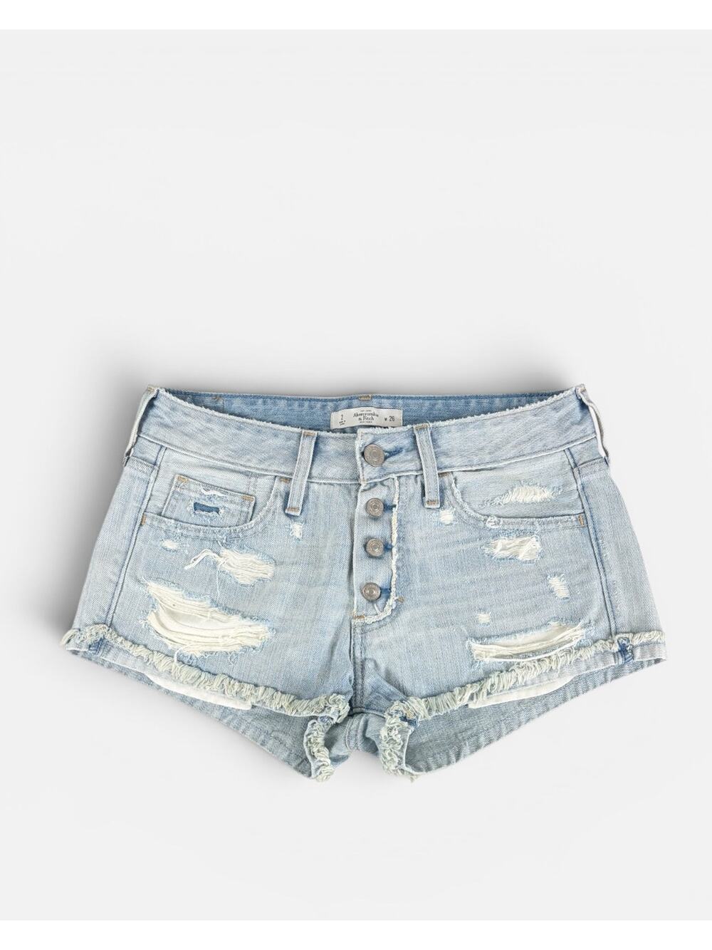 Abercrombie & Fitch Distressed Denim Cutoff Shorts Light Wash Sz 26 Festival
